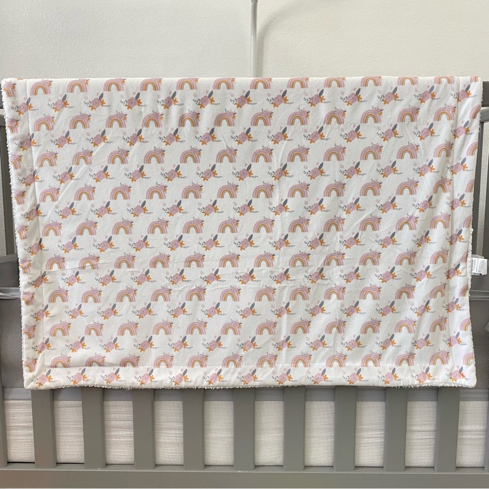 Rainbow Patterned with Flowers Baby Blanket